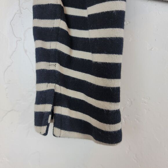 LOFT Womens Sz M Striped Cotton Moto Biker Jacket Black Asymmetrical Full Zip - Picture 4 of 6